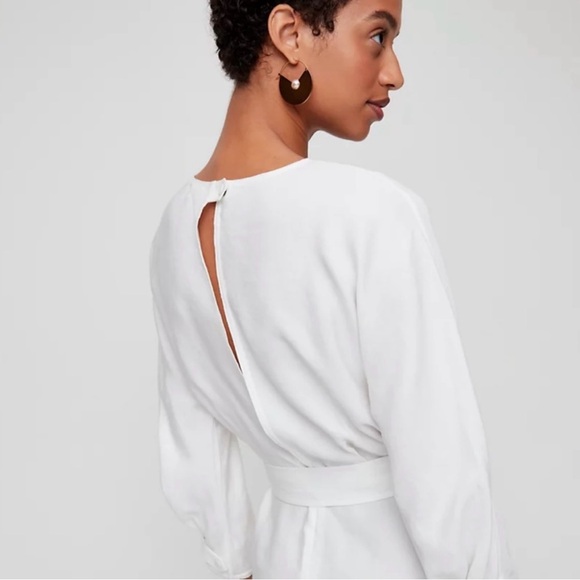 Wilfred Tavin Classy Linen Blend Midi Dress 3/4 Sleeves Crew Neck White Size XXS - Picture 6 of 17